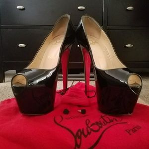 Christian Louboutin Patent Leather Peep Toe Pumps